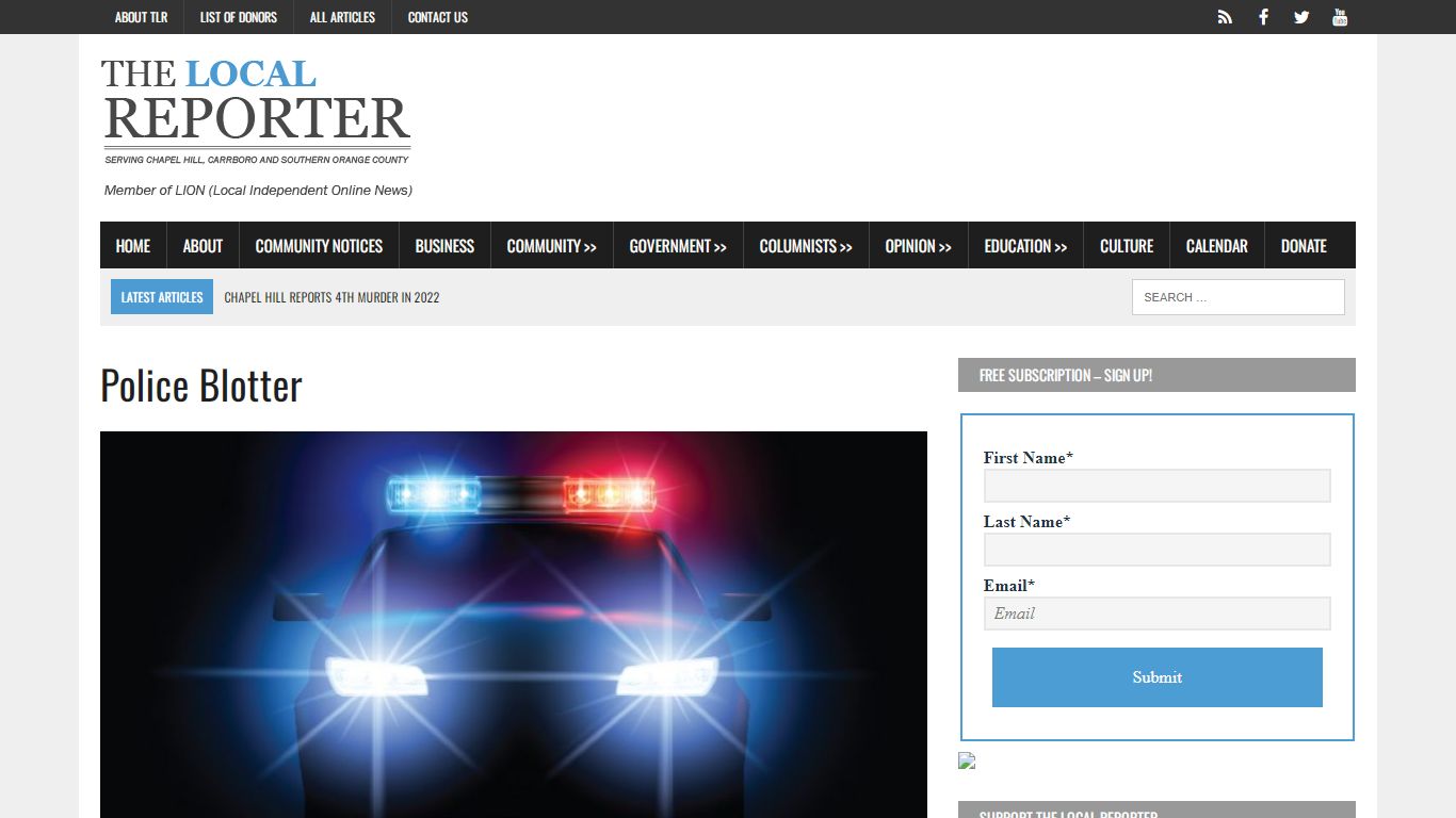 Police Blotter - The Local Reporter